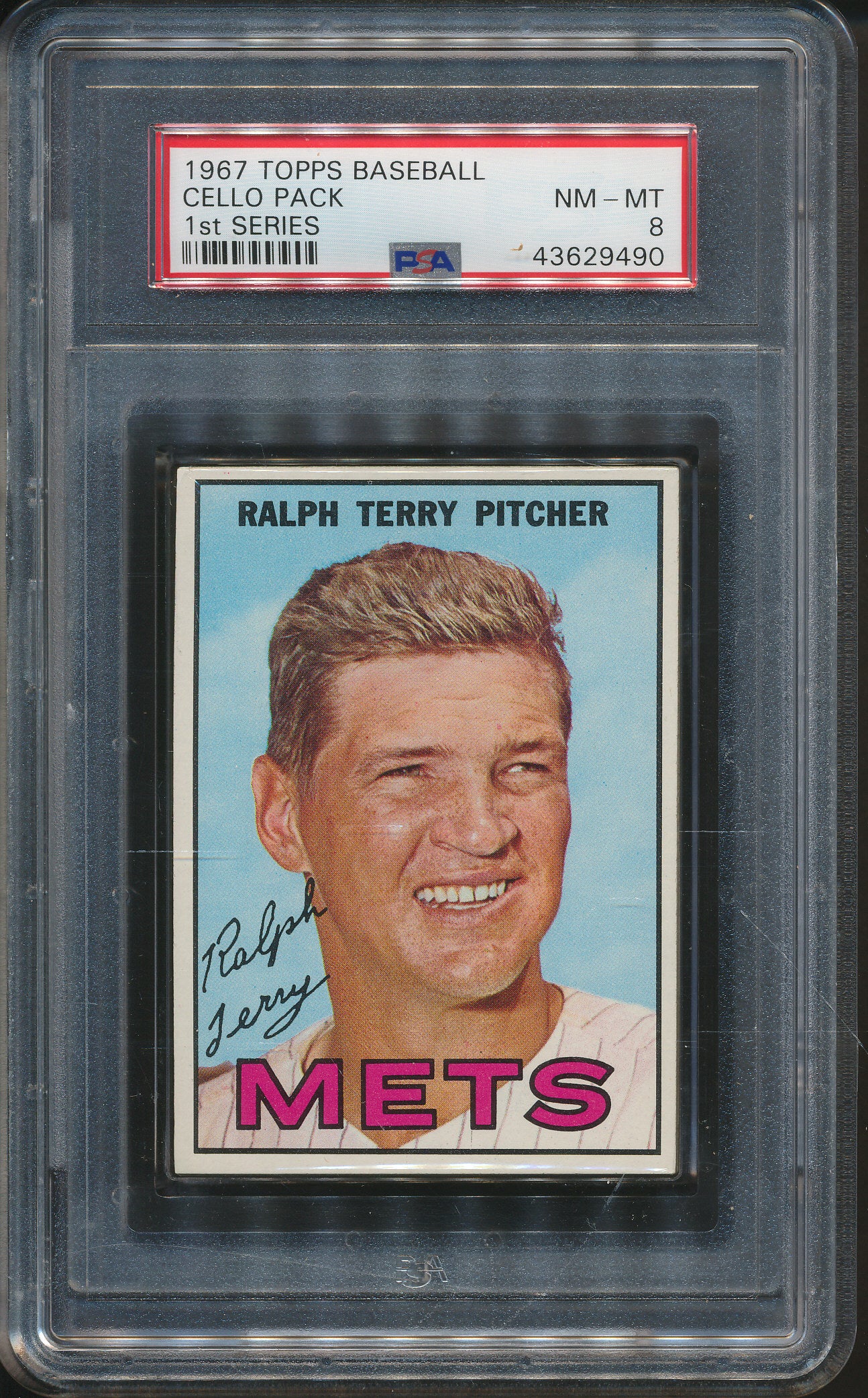 1967 Topps Baseball Unopened 1st Series Cello Pack PSA 8