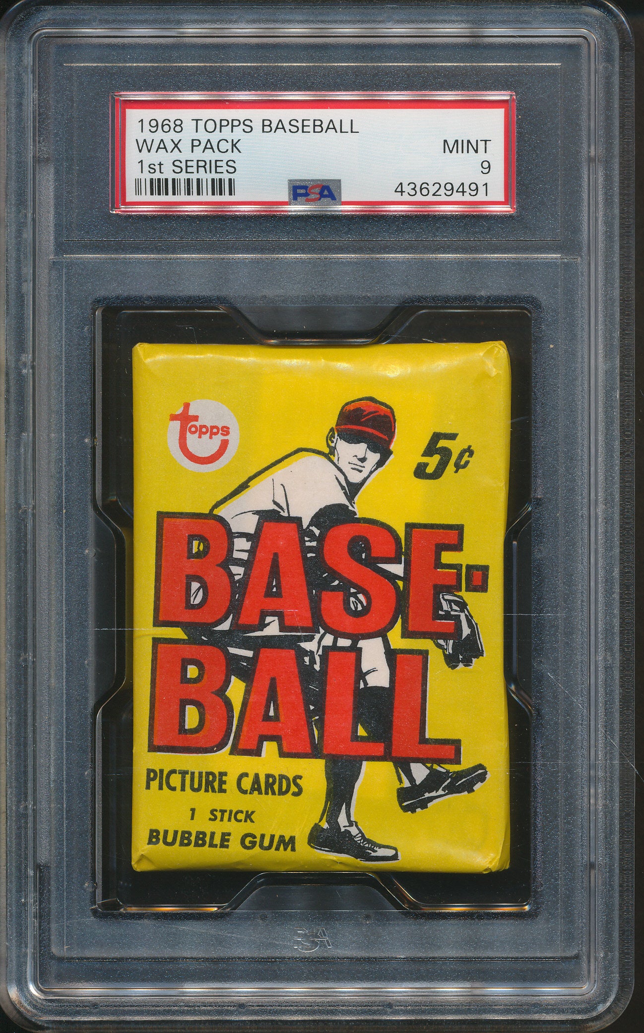 1968 Topps Baseball Unopened 1st Series Wax Pack PSA 9