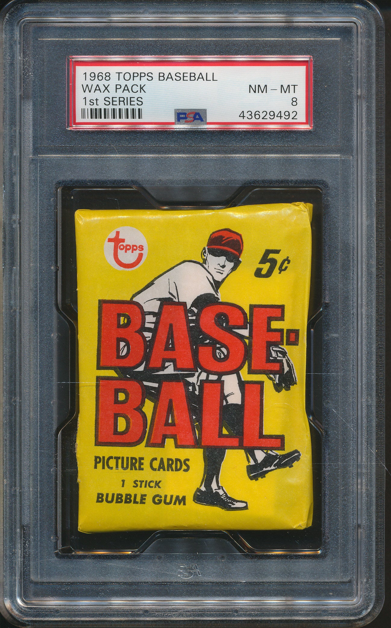 1968 Topps Baseball Unopened Series 1 Wax Pack PSA 8 (Read)