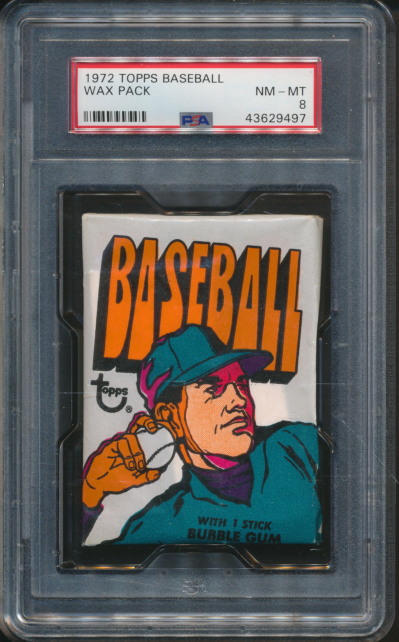 1972 Topps Baseball Unopened Wax Pack PSA 8