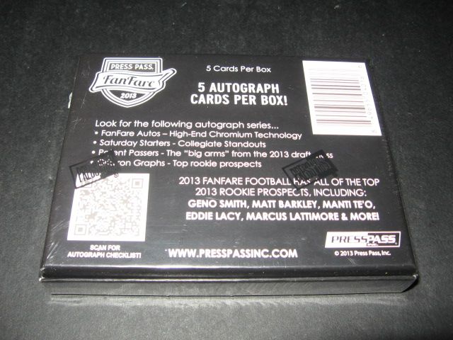 2013 Press Pass Fanfare Football Box