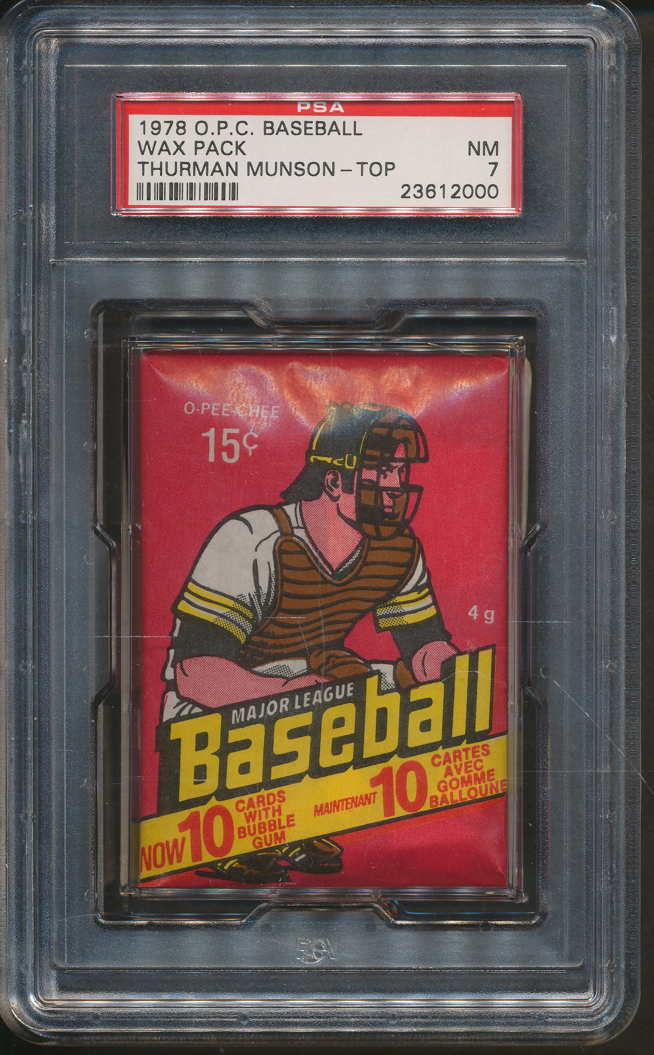 1978 OPC O-Pee-Chee Baseball Wax Pack PSA 7 w/ Munson Top