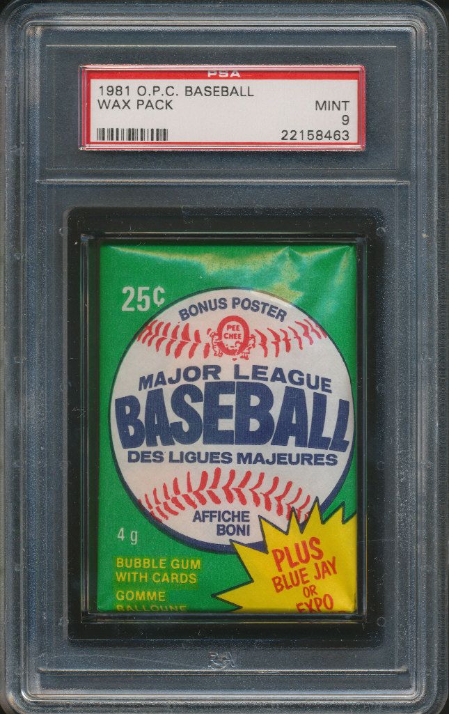 1981 OPC O-Pee-Chee Baseball Unopened Wax Pack PSA 9