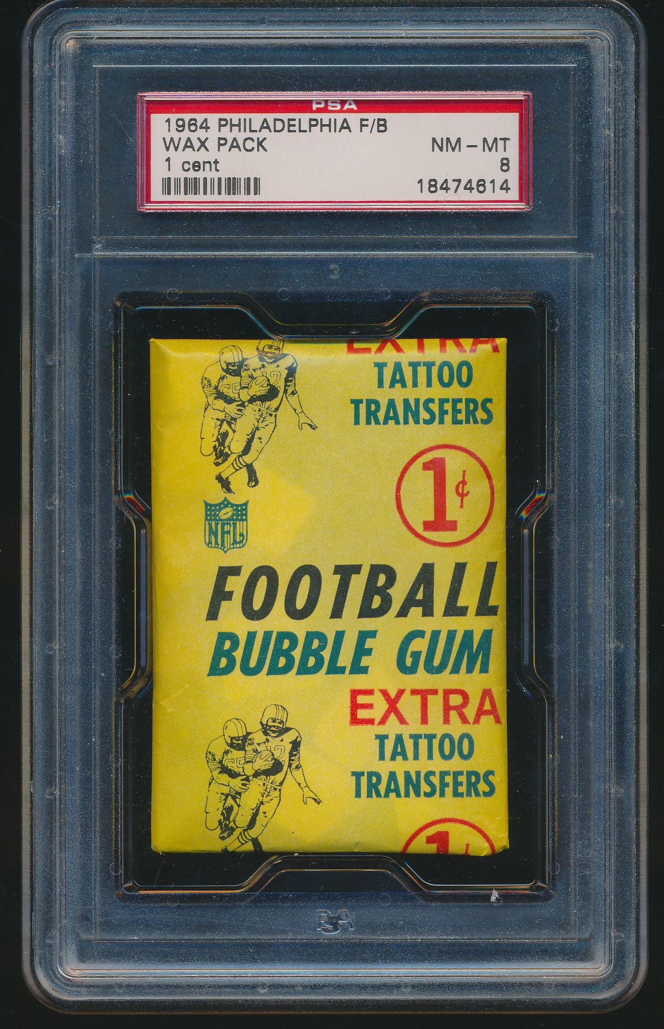 1964 Philadelphia Football Unopened 1 Cent Wax Pack PSA 8