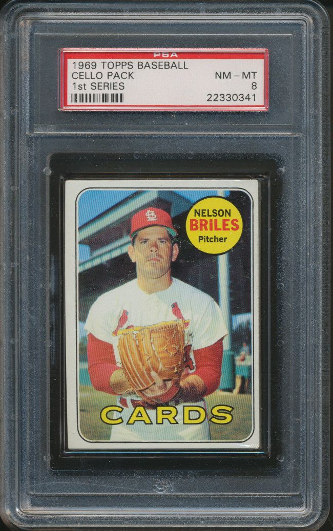 1969 Topps Baseball Unopened 1st Series Cello Pack PSA 8