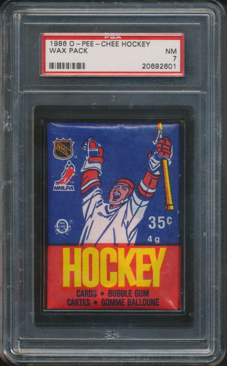 1986/87 OPC O-Pee-Chee Hockey Unopened Wax Pack PSA 7