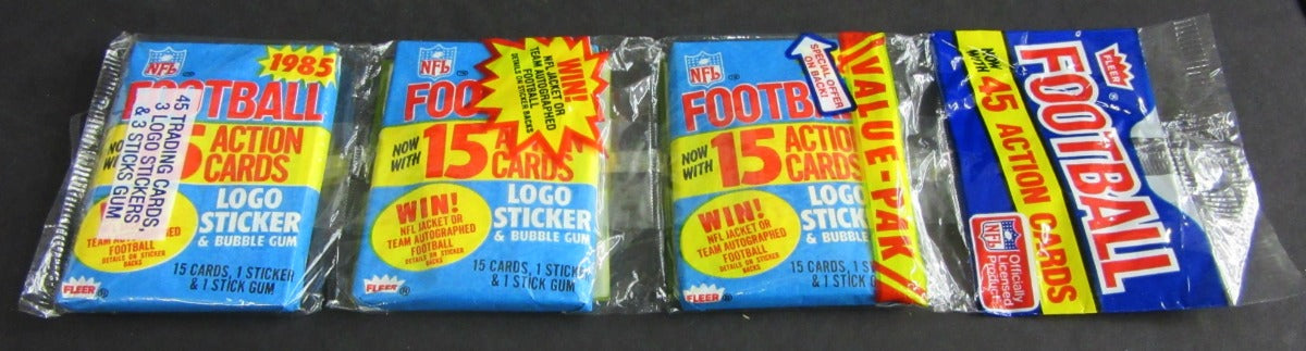 1985 Fleer Football Unopened Wax Pack Rack Pack (Authenticate)