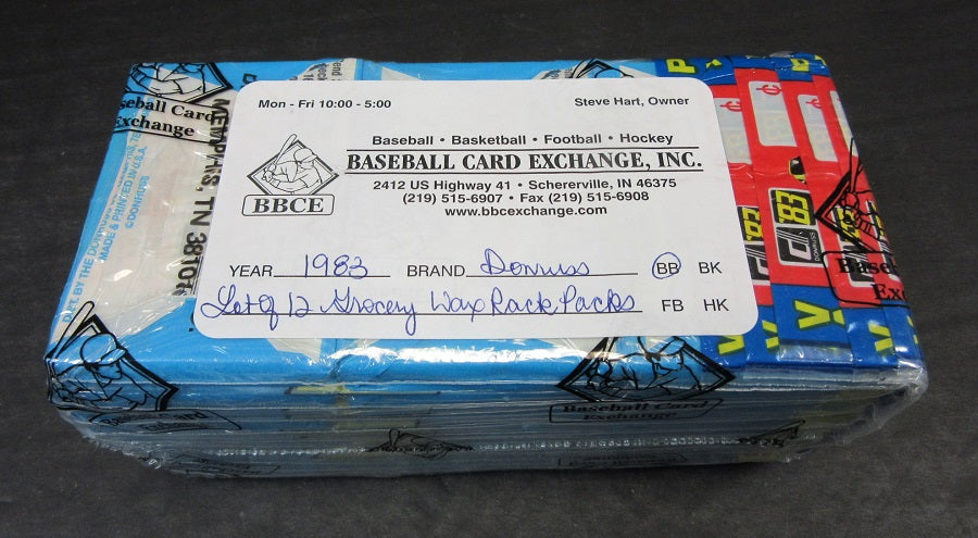 1983 Donruss Baseball Unopened Wax Pack Rack Pack (Lot of 12) (BBCE)