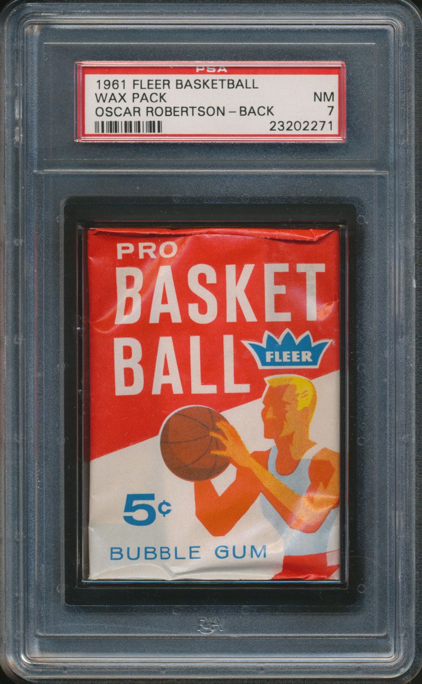1961 1961/62 Fleer Basketball Unopened Wax Pack PSA 7 Robertson Back