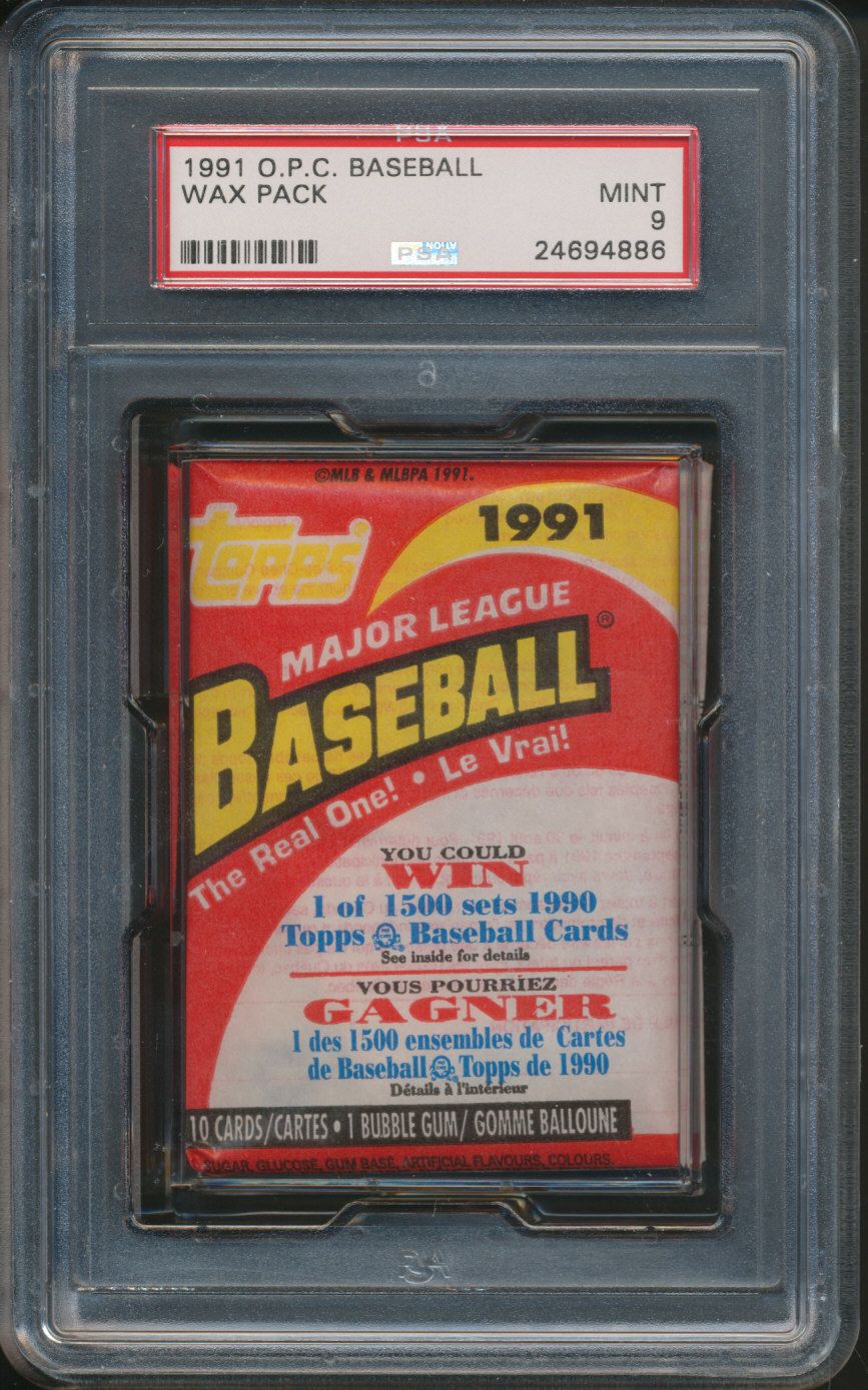 1991 OPC O-Pee-Chee Baseball Unopened Wax Pack PSA 9