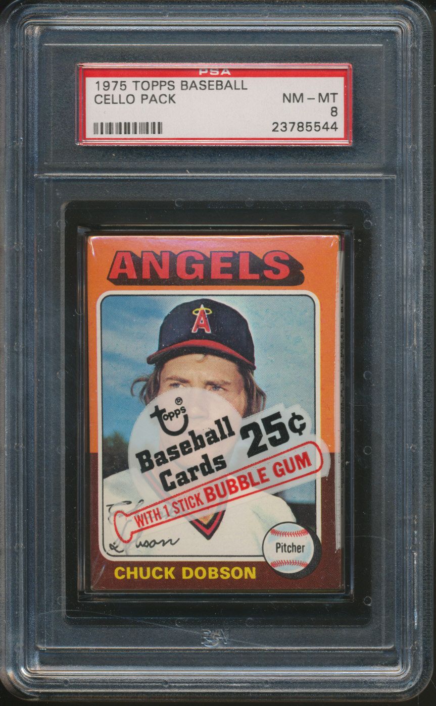 1975 Topps Baseball Unopened Cello Pack PSA 8