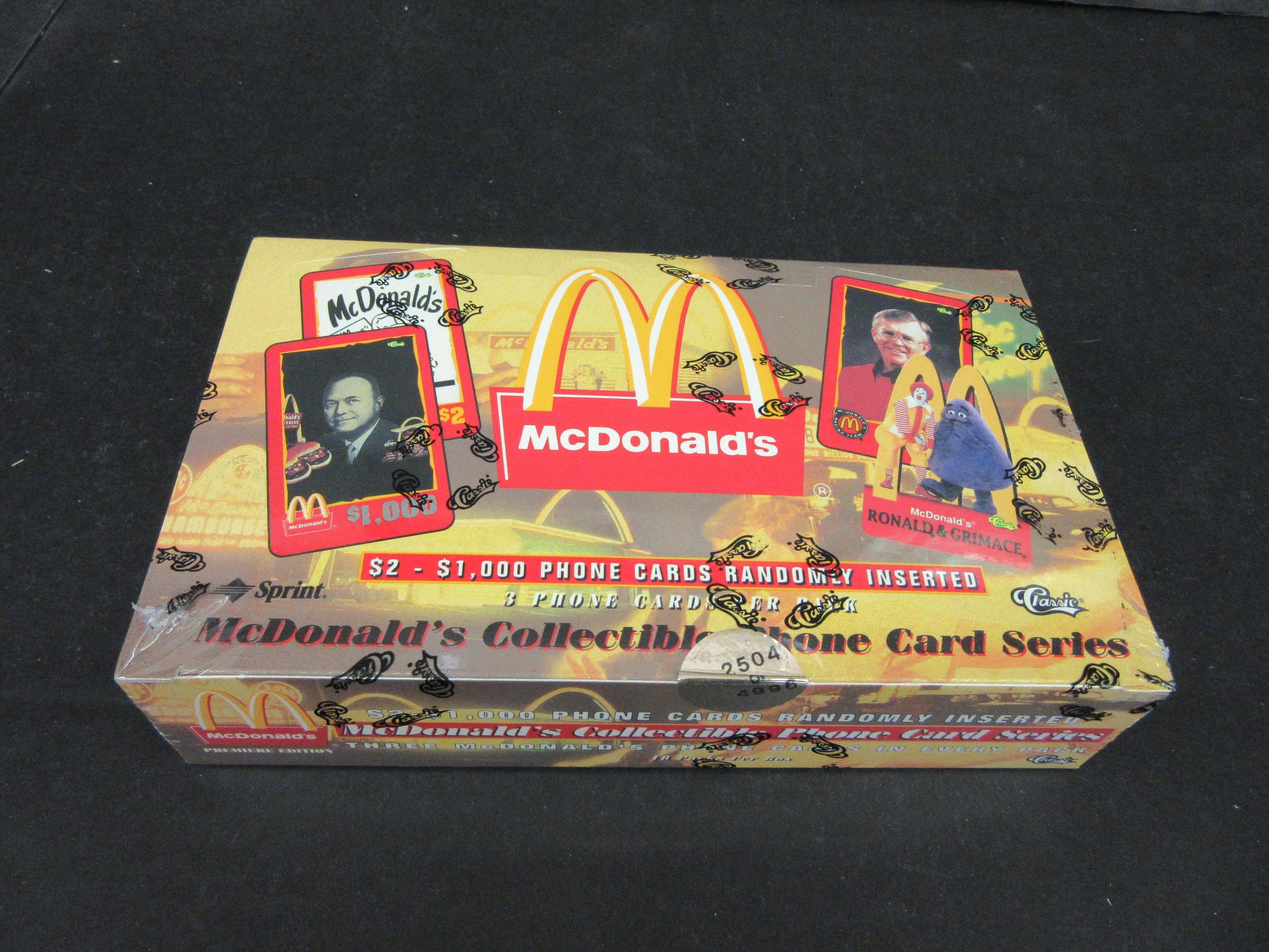 1996 Classic McDonald's Collectible Phone Series Cards Box