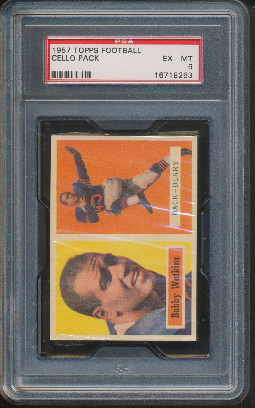 1957 Topps Football Unopened Cello Pack PSA 6