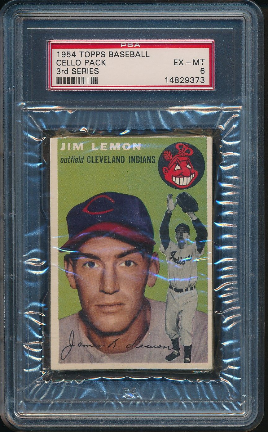 1954 Topps Baseball Unopened 3rd Series Cello Pack PSA 6