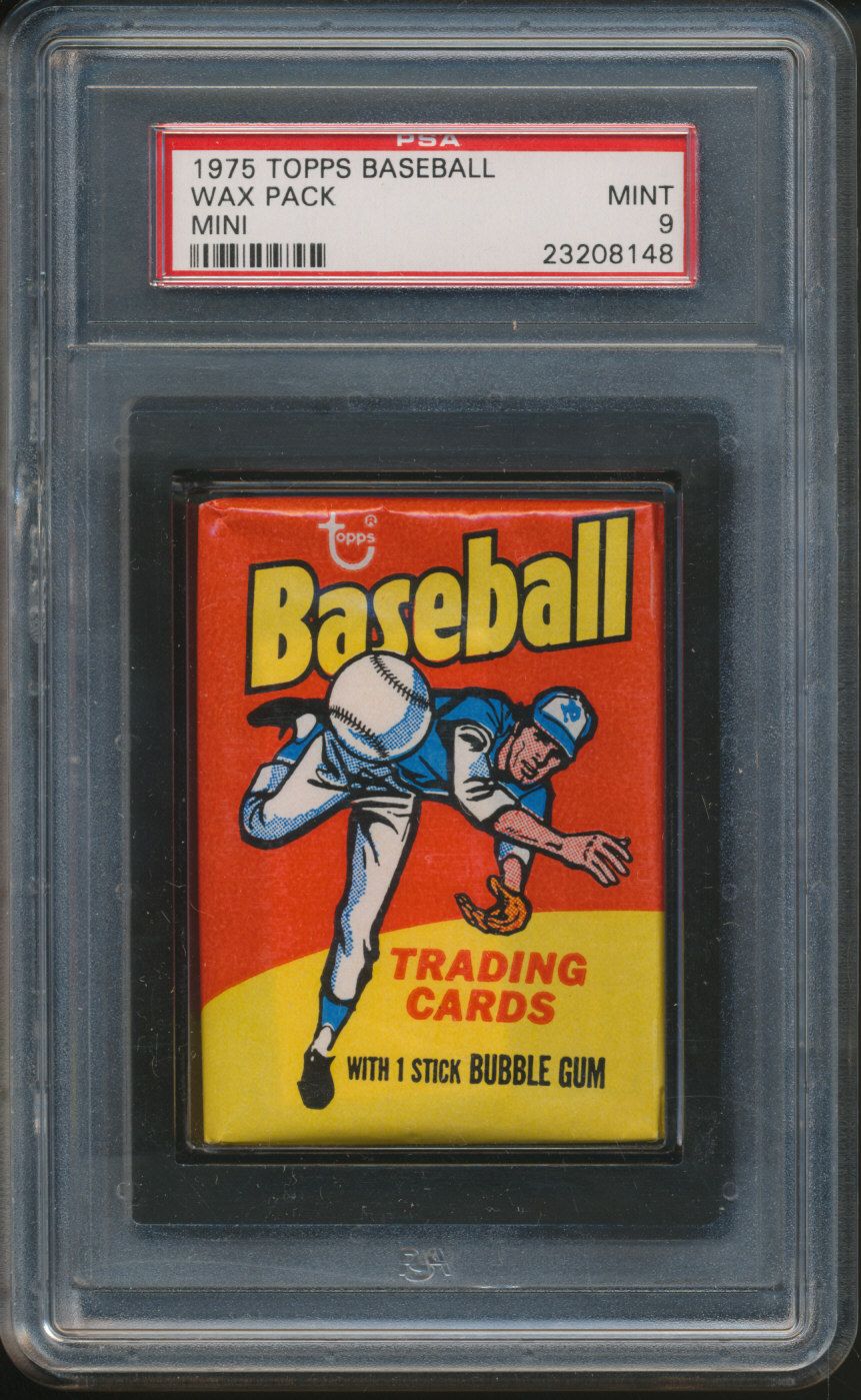 1975 Topps Baseball Unopened Mini Wax Pack PSA 9