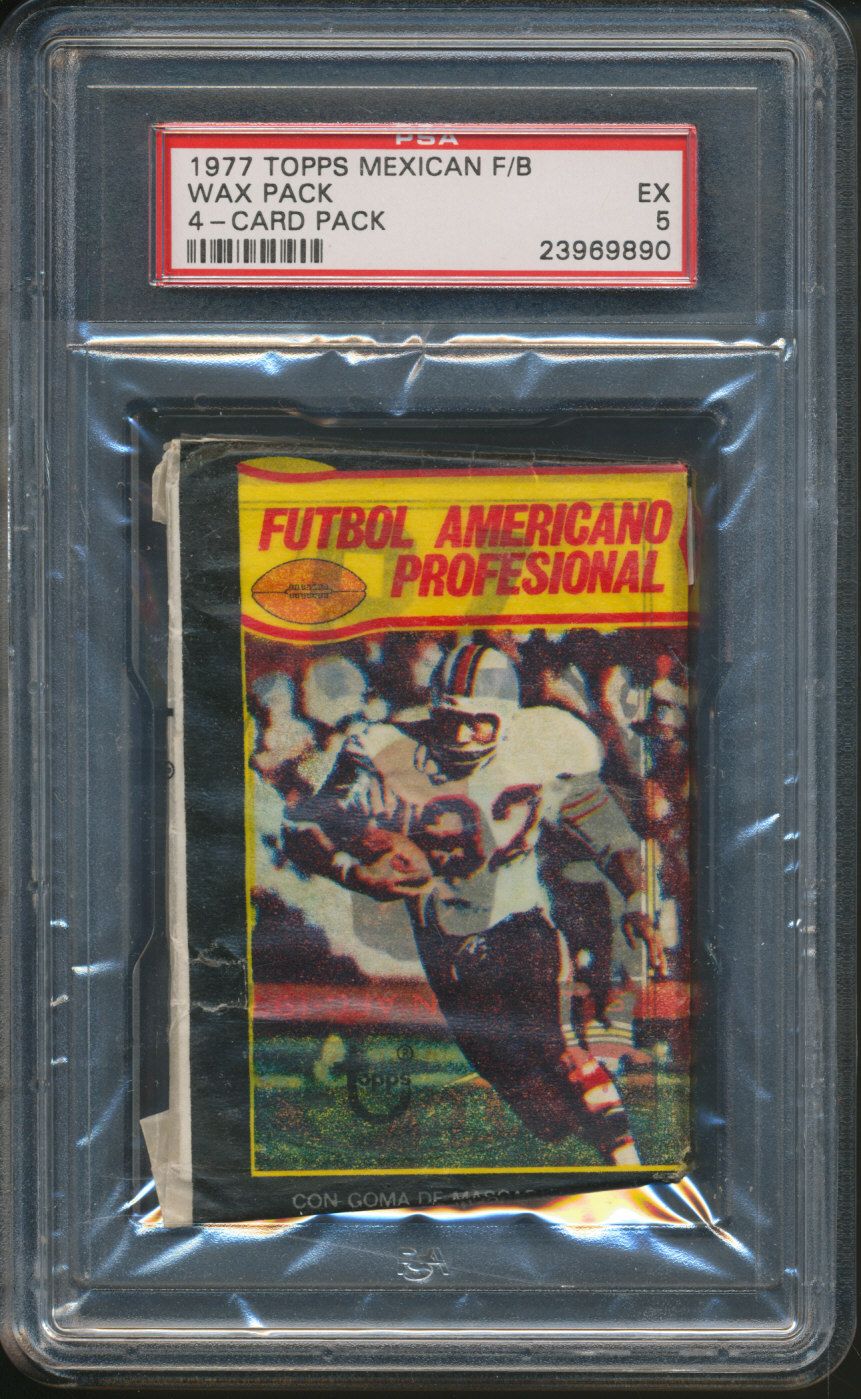 1977 Topps Football Unopened Mexican Wax Pack PSA 5 (4 Card)