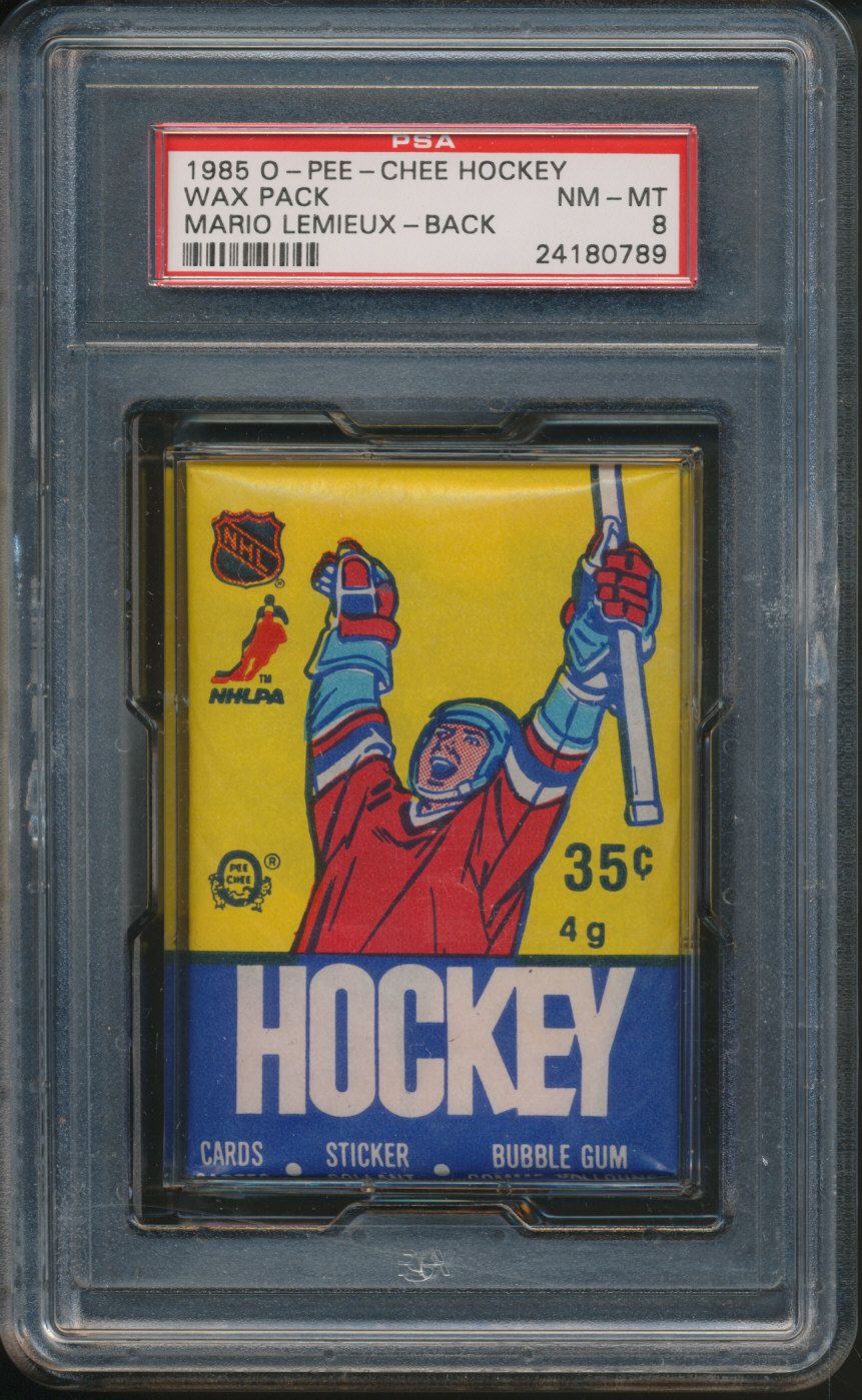 1985/86 OPC O-Pee-Chee Hockey Unopened Wax Pack PSA  Lemieux