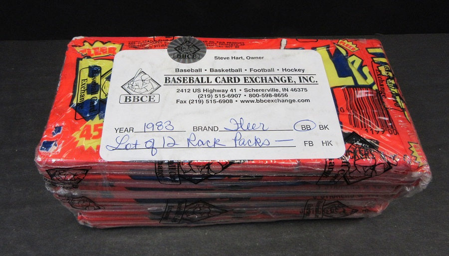 1983 Fleer Baseball Unopened Wax Pack Rack Pack (Lot of 12) (BBCE)