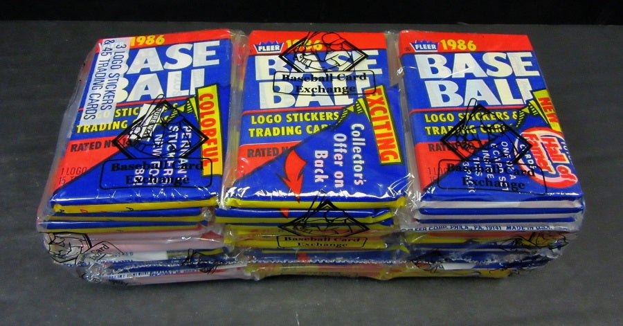 1986 Fleer Baseball Unopened Wax Pack Rack Pack (Lot of 12) (BBCE)