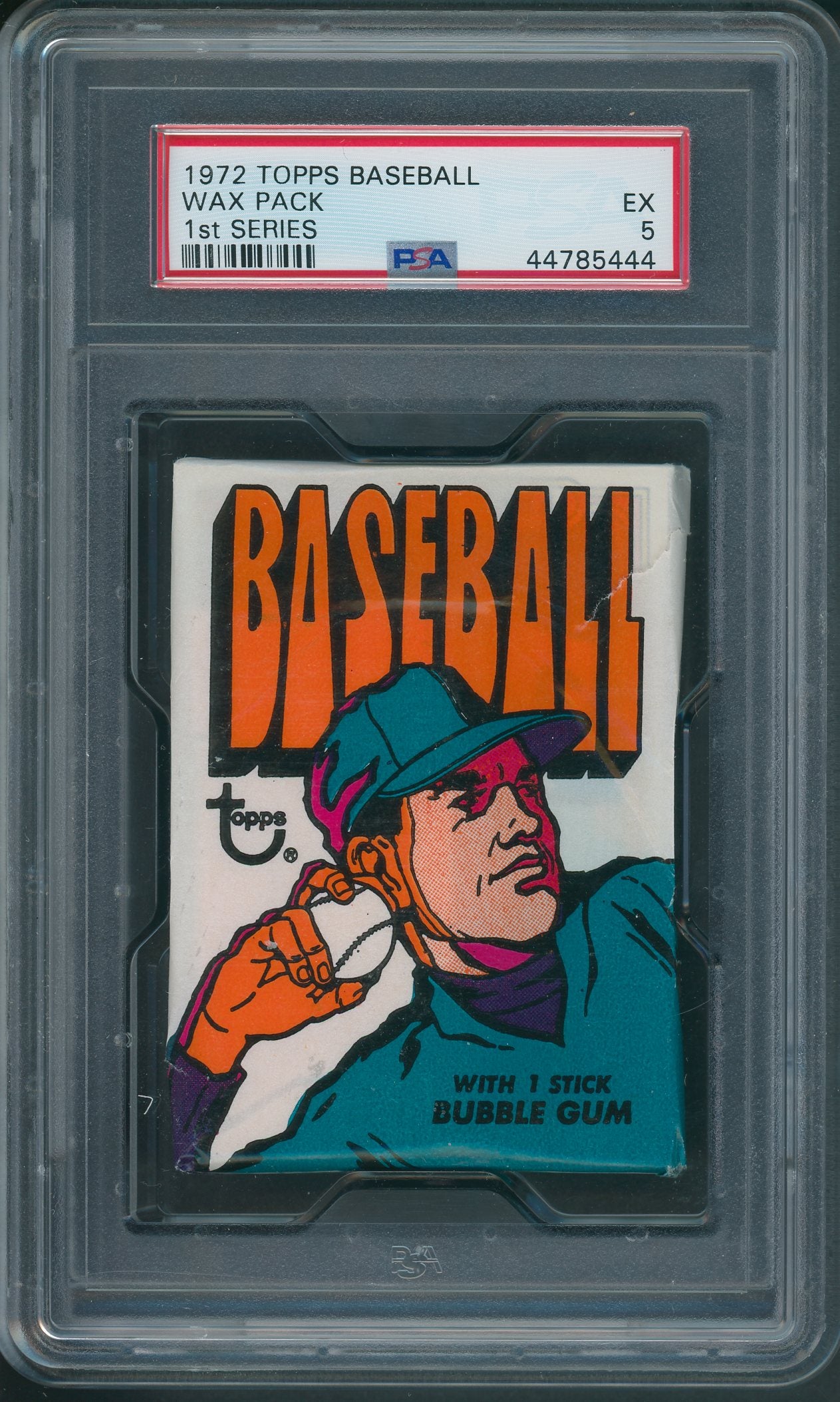 1972 Topps Baseball Unopened 1st Series Wax Pack PSA 5