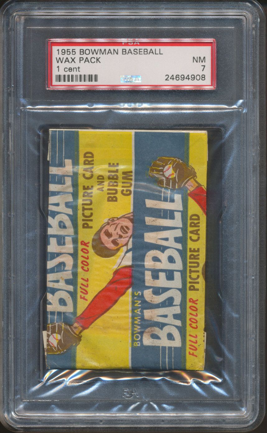 1955 Bowman Baseball Unopened 1 Cent Wax Pack PSA 7