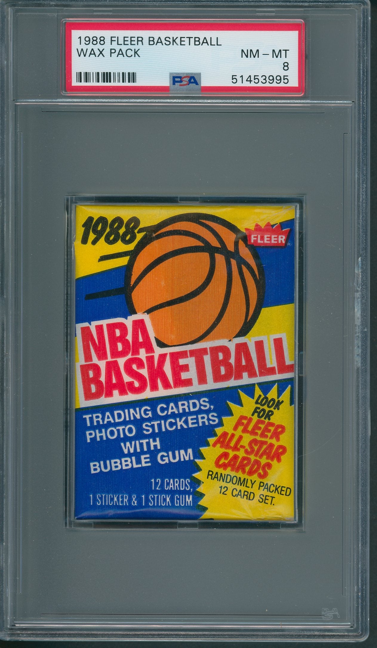 1988/89 Fleer Basketball Unopened Wax Pack PSA 8