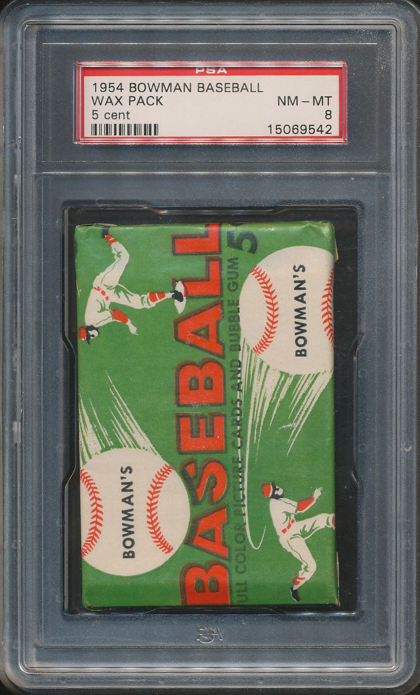 1954 Bowman Baseball 5 Cent Unopened Wax Pack PSA 8