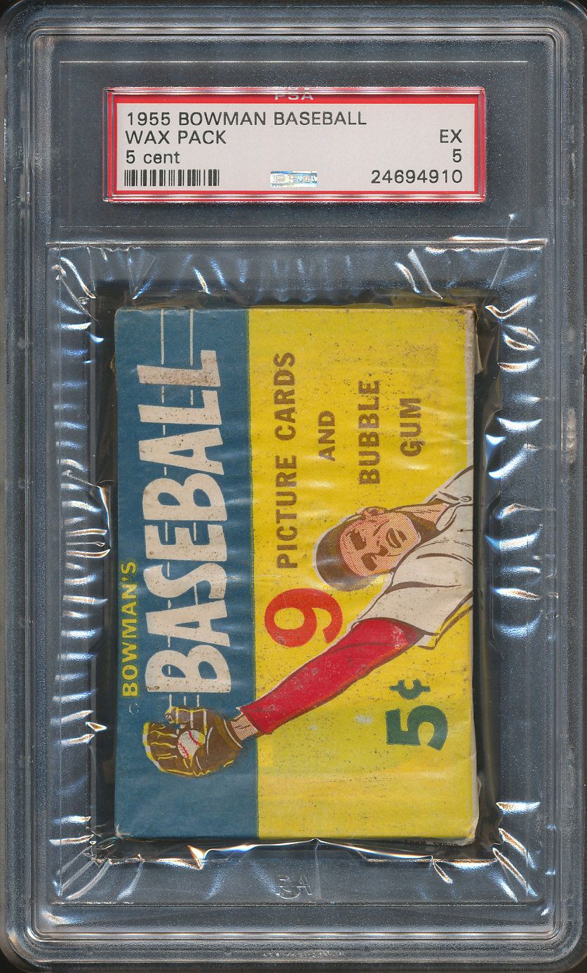 1955 Bowman Baseball Unopened 5 Cent Wax Pack PSA 5