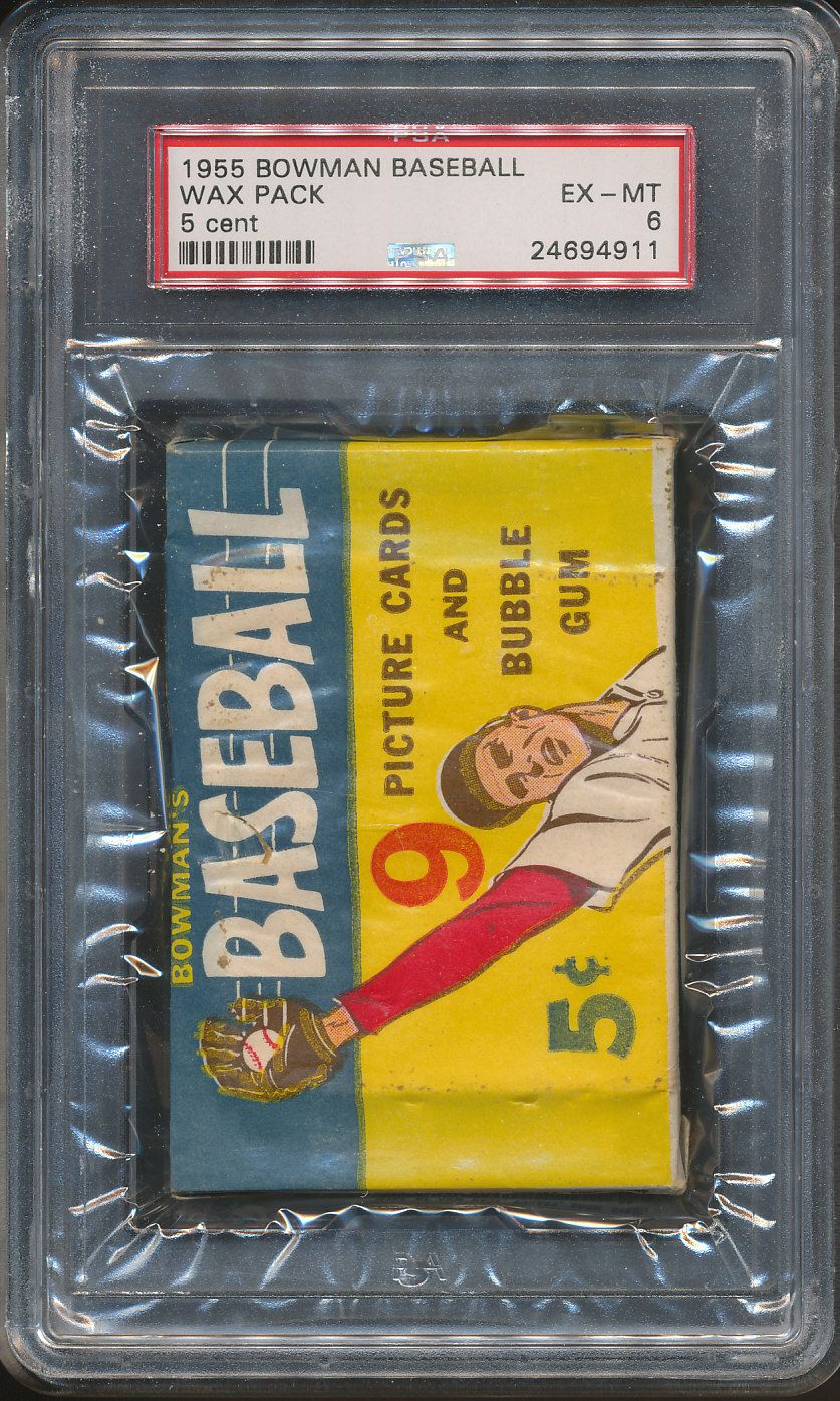 1955 Bowman Baseball Unopened 5 Cent Wax Pack PSA 6