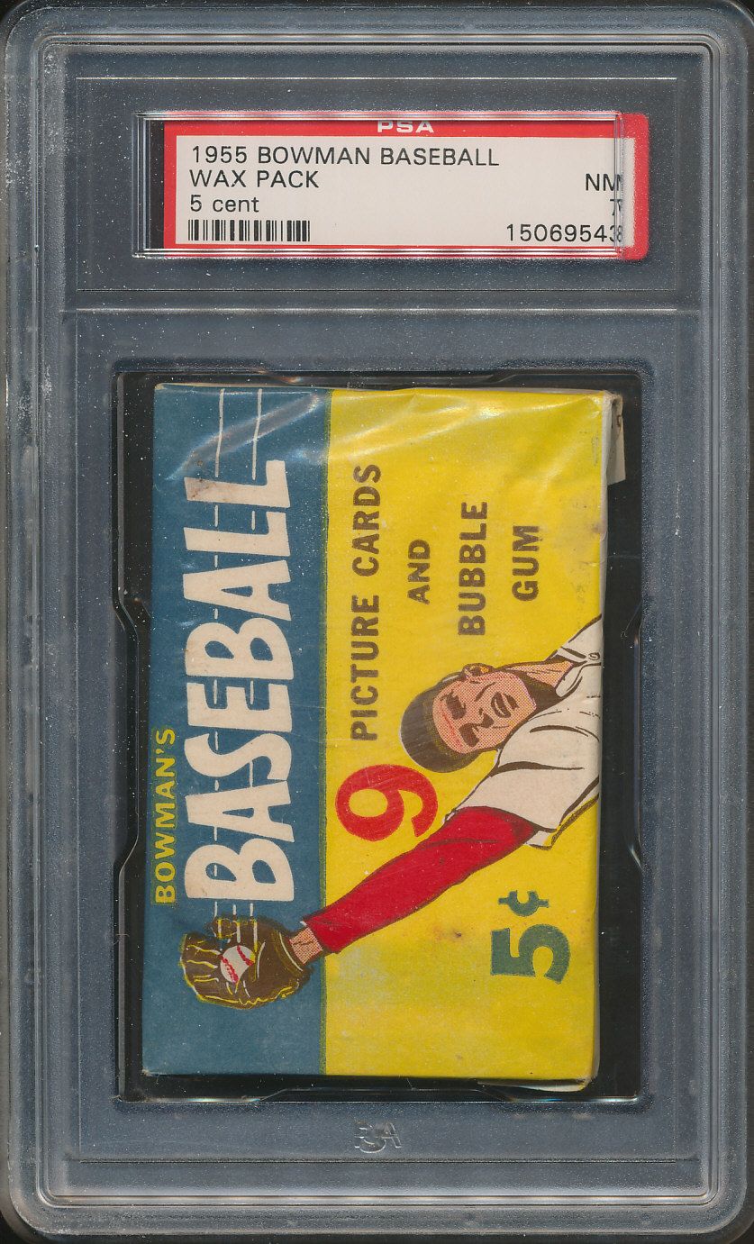 1955 Bowman Baseball Unopened 5 Cent Wax Pack PSA 7