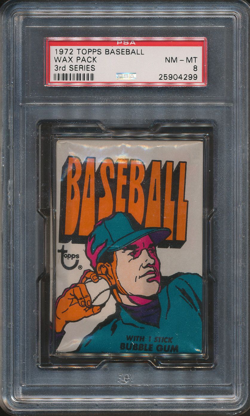 1972 Topps Baseball Unopened Series 3 Wax Pack PSA 8