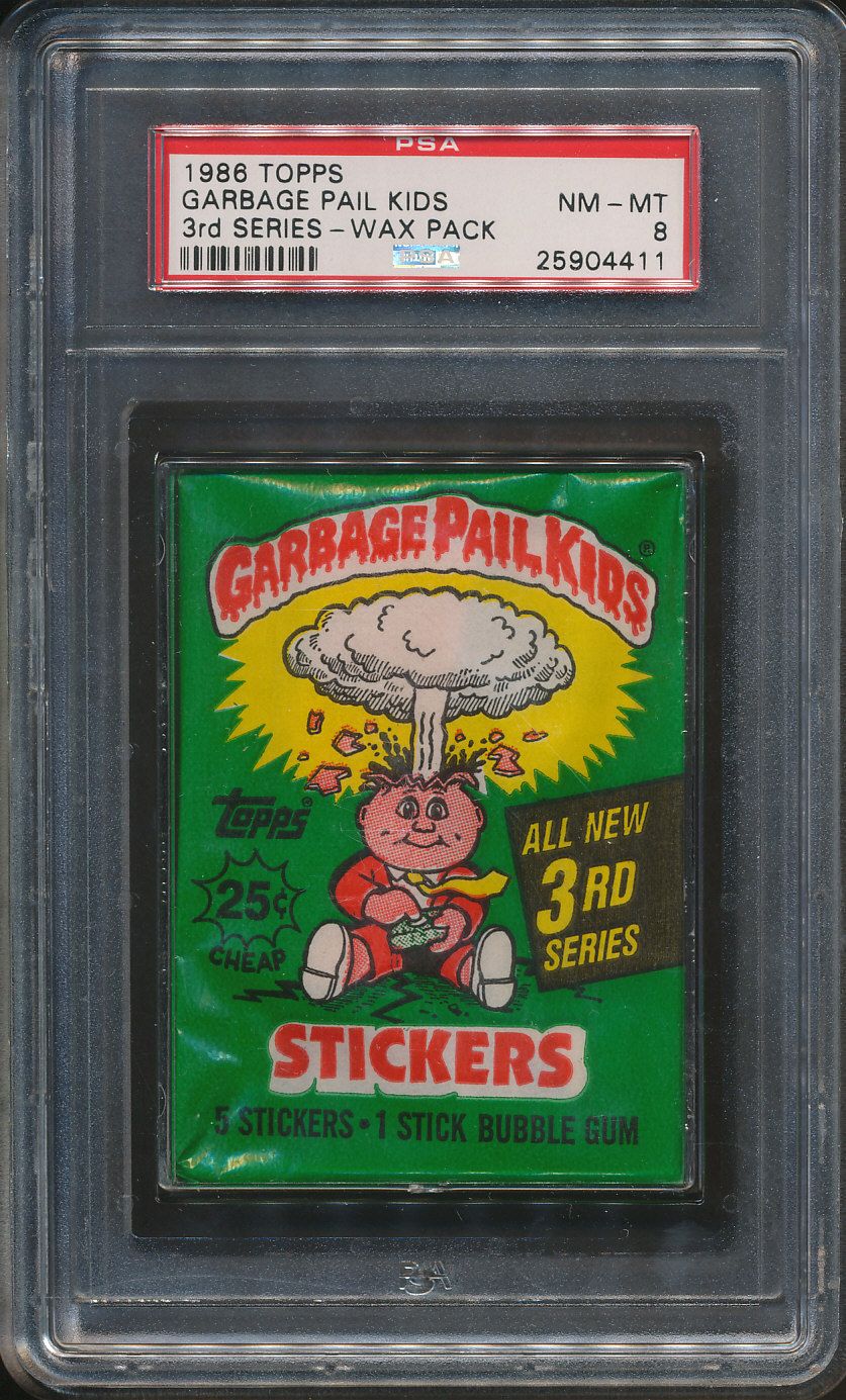 1986 Topps Garbage Pail Kids 3rd Series Wax Pack PSA 8 (w/)