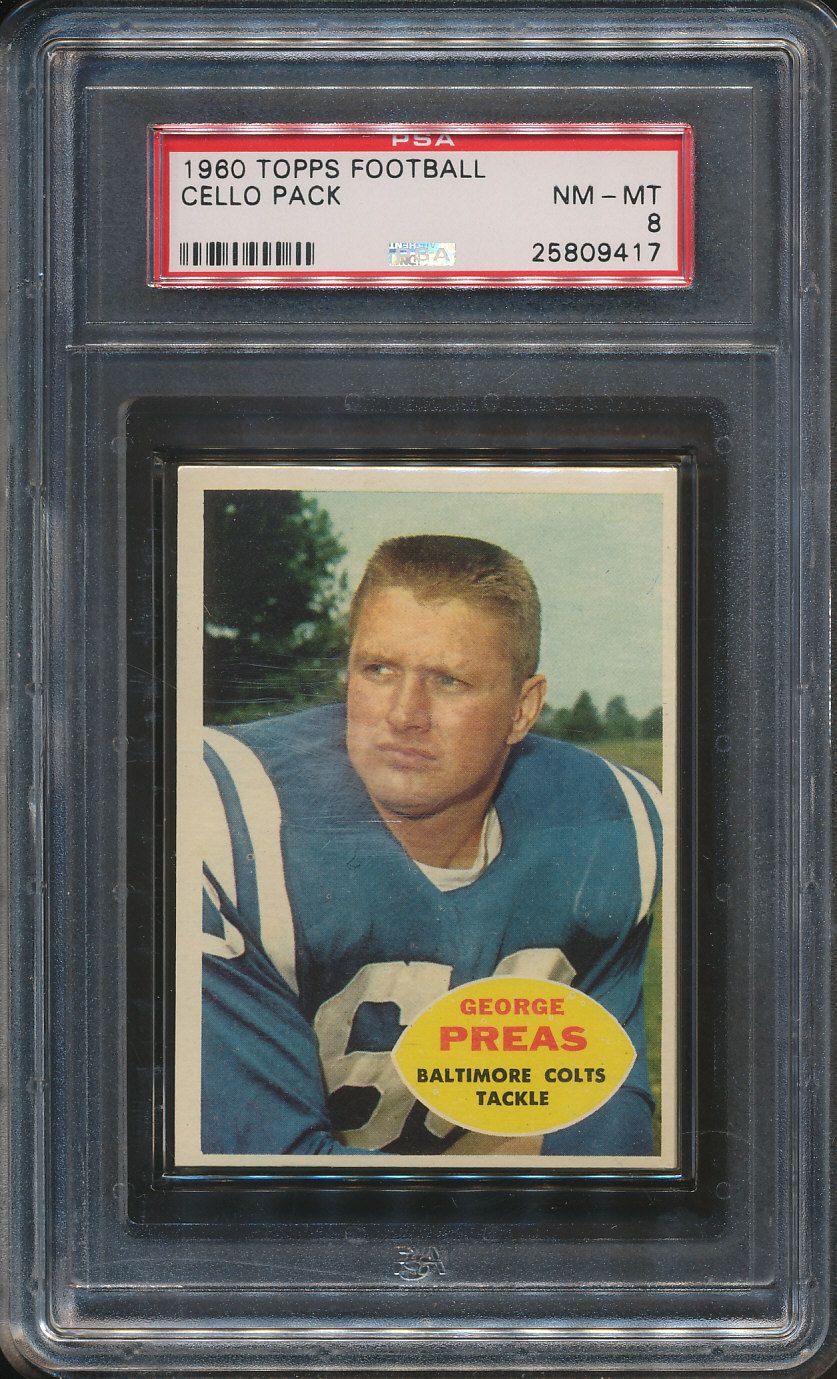 1960 Topps Football Unopened Cello Pack PSA 8