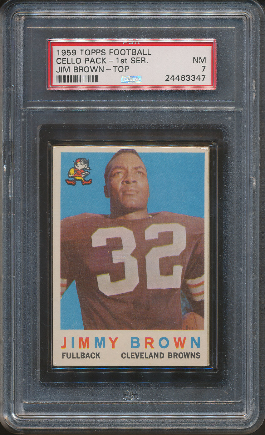 1959 Topps Football Unopened Cello Pack PSA 7 Jim Brown Top