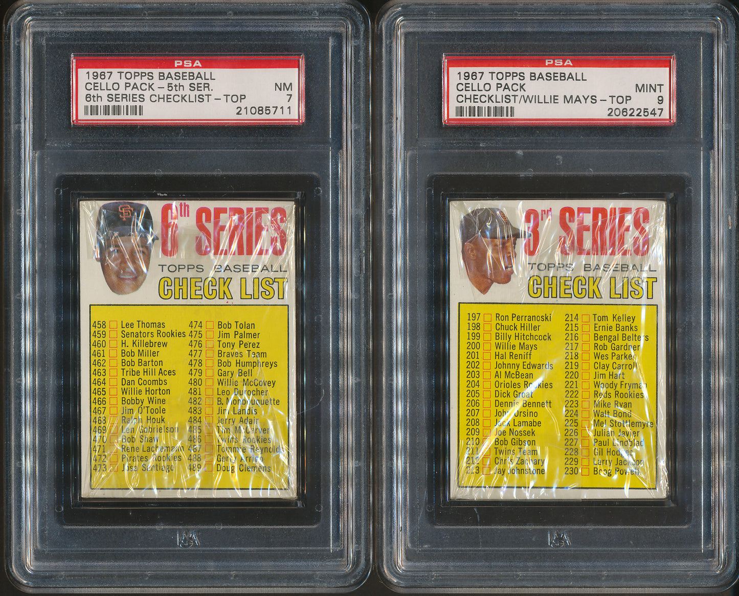 1967 Topps Baseball Cello Box PSA Graded Stars on Top