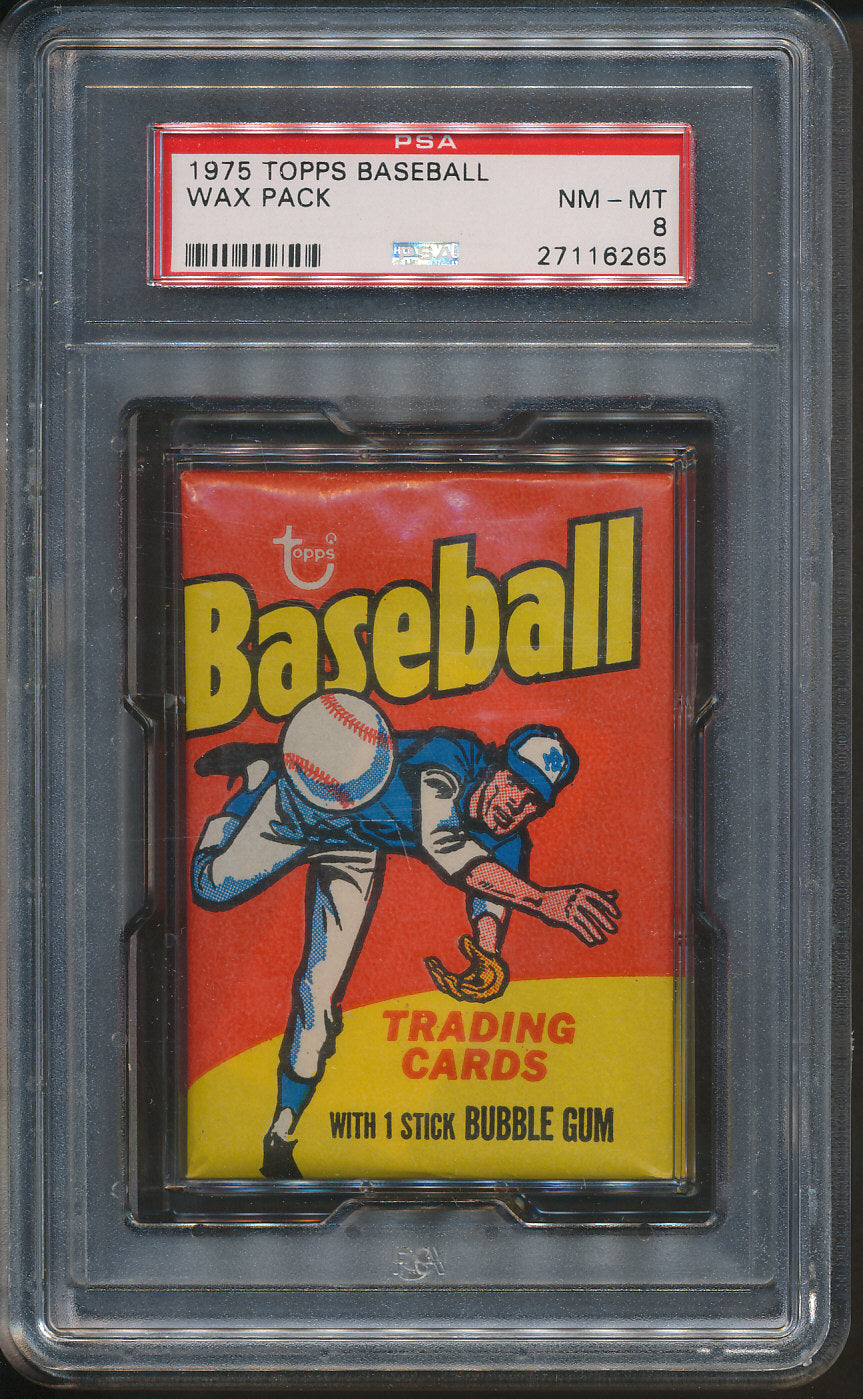 1975 Topps Baseball Unopened Wax Pack PSA 8