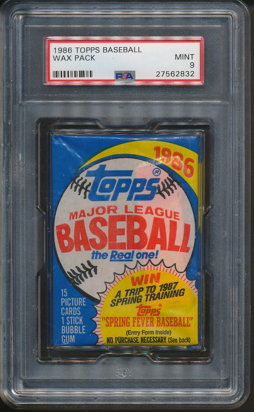 1986 Topps Baseball Unopened Wax Pack PSA 9