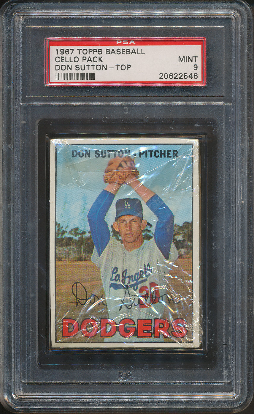 1967 Topps Baseball Unopened Cello Pack PSA 9 Sutton Top