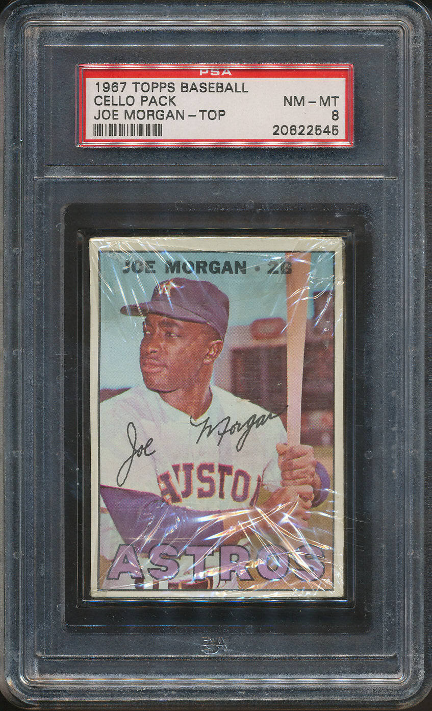 1967 Topps Baseball Unopened Cello Pack PSA 8 Morgan Top