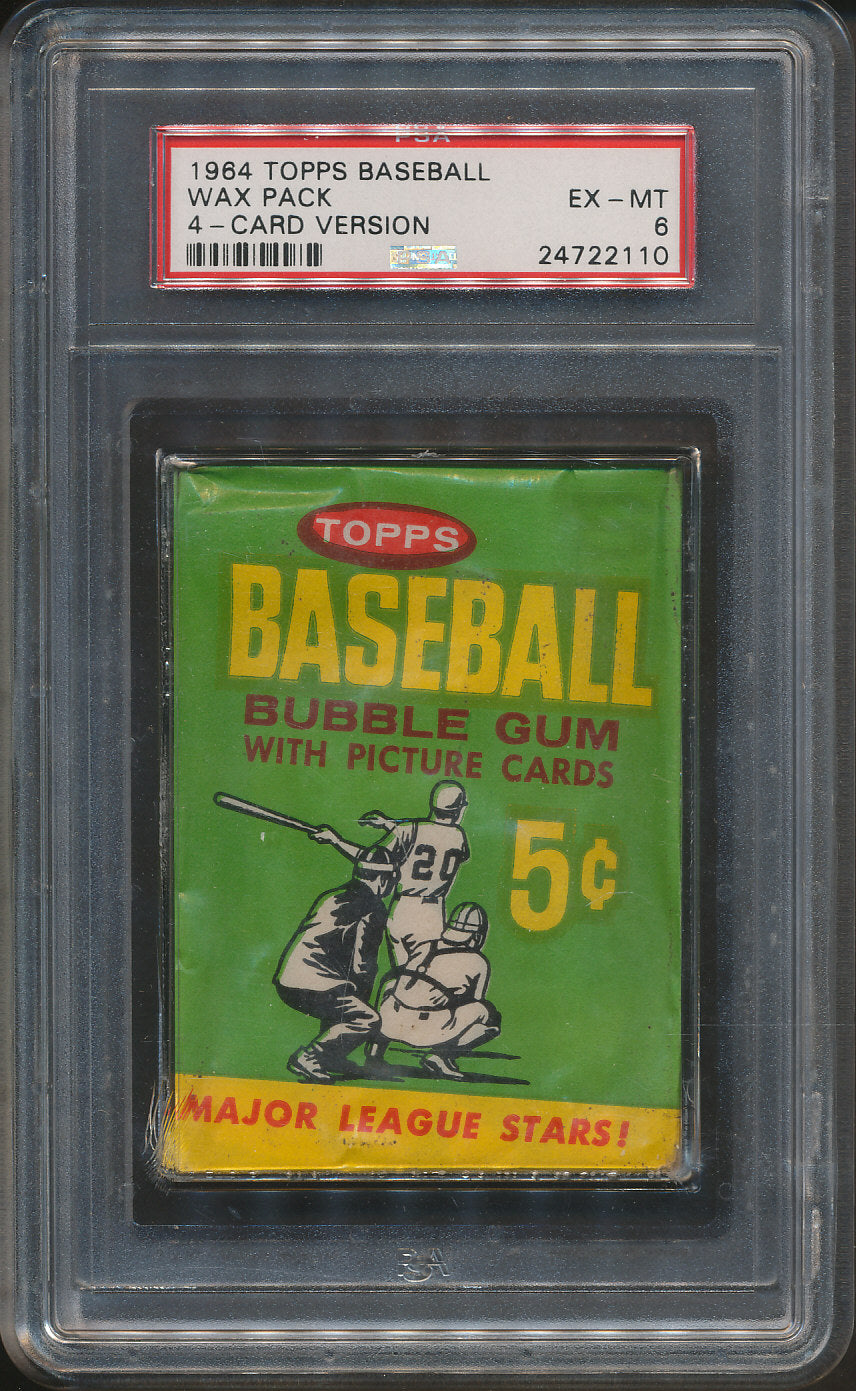 1964 Topps Baseball Unopened 5 Cent Wax Pack PSA 6 (4 Card)