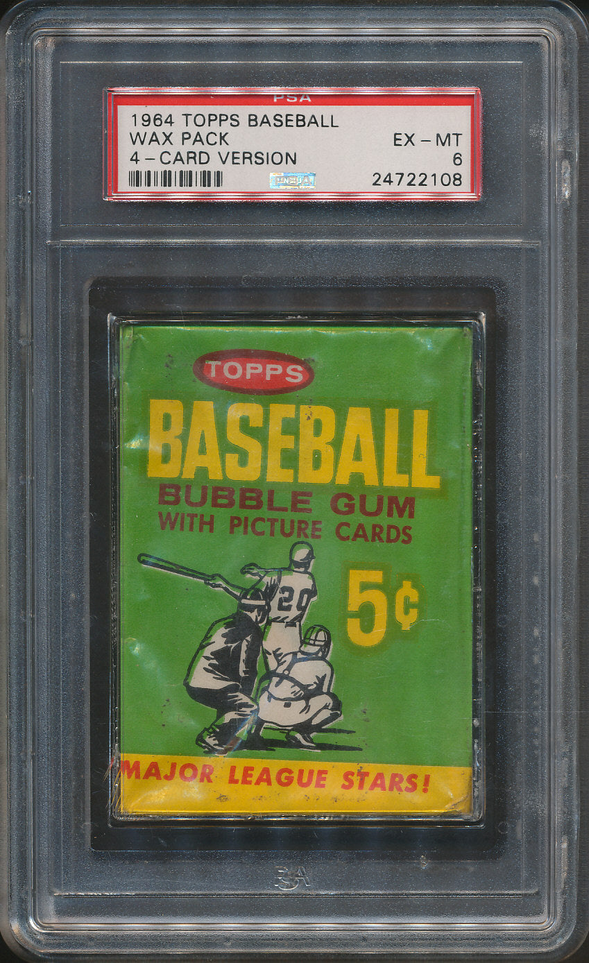 1964 Topps Baseball 5 Cent Unopened Wax Pack PSA 6