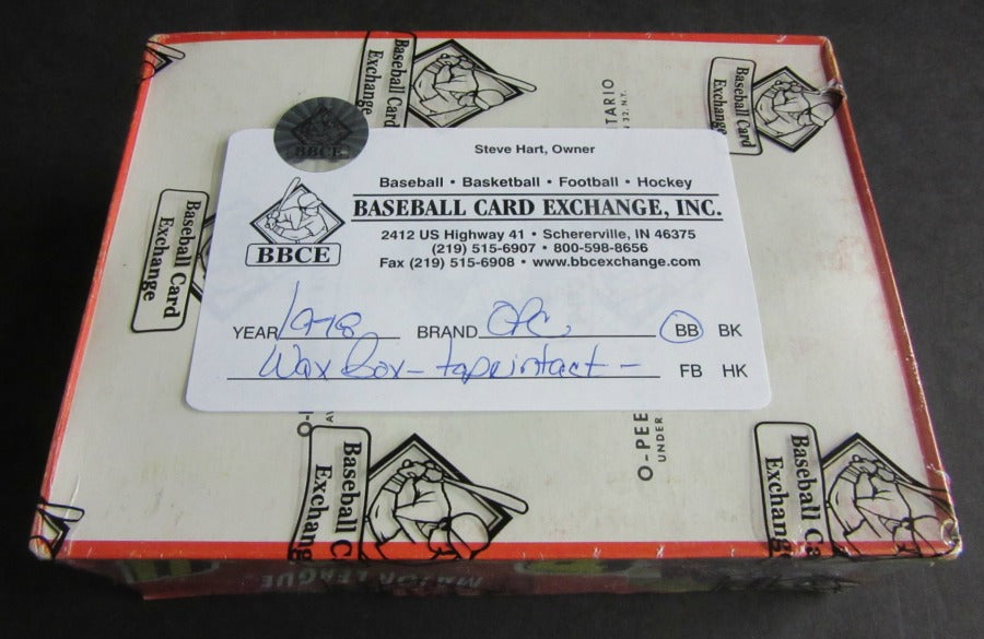 1978 OPC O-Pee-Chee Baseball Unopened Wax Box (Tape) (BBCE)