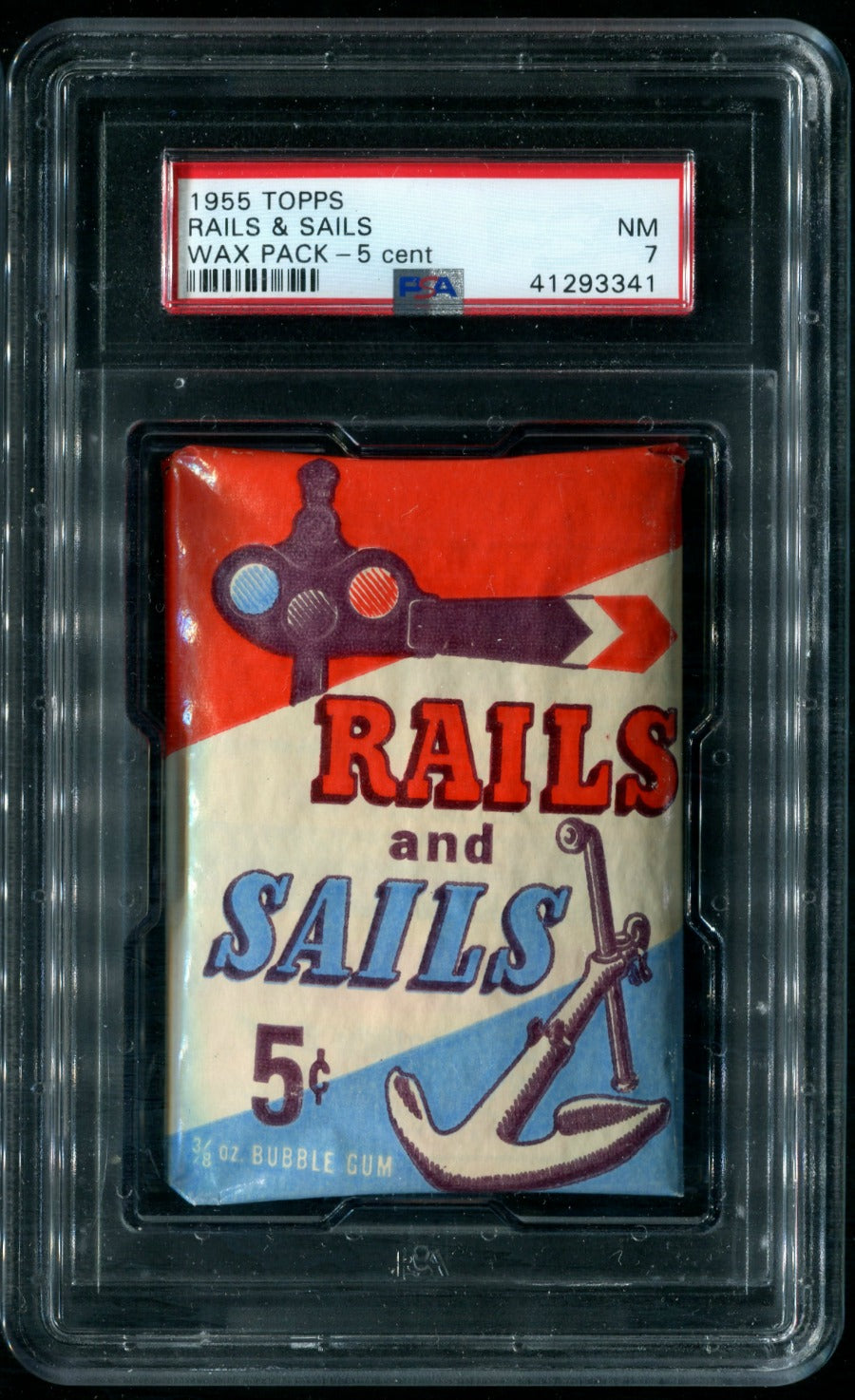 1955 Topps Rails & Sails Unopened 5 Cent Wax Pack PSA 7