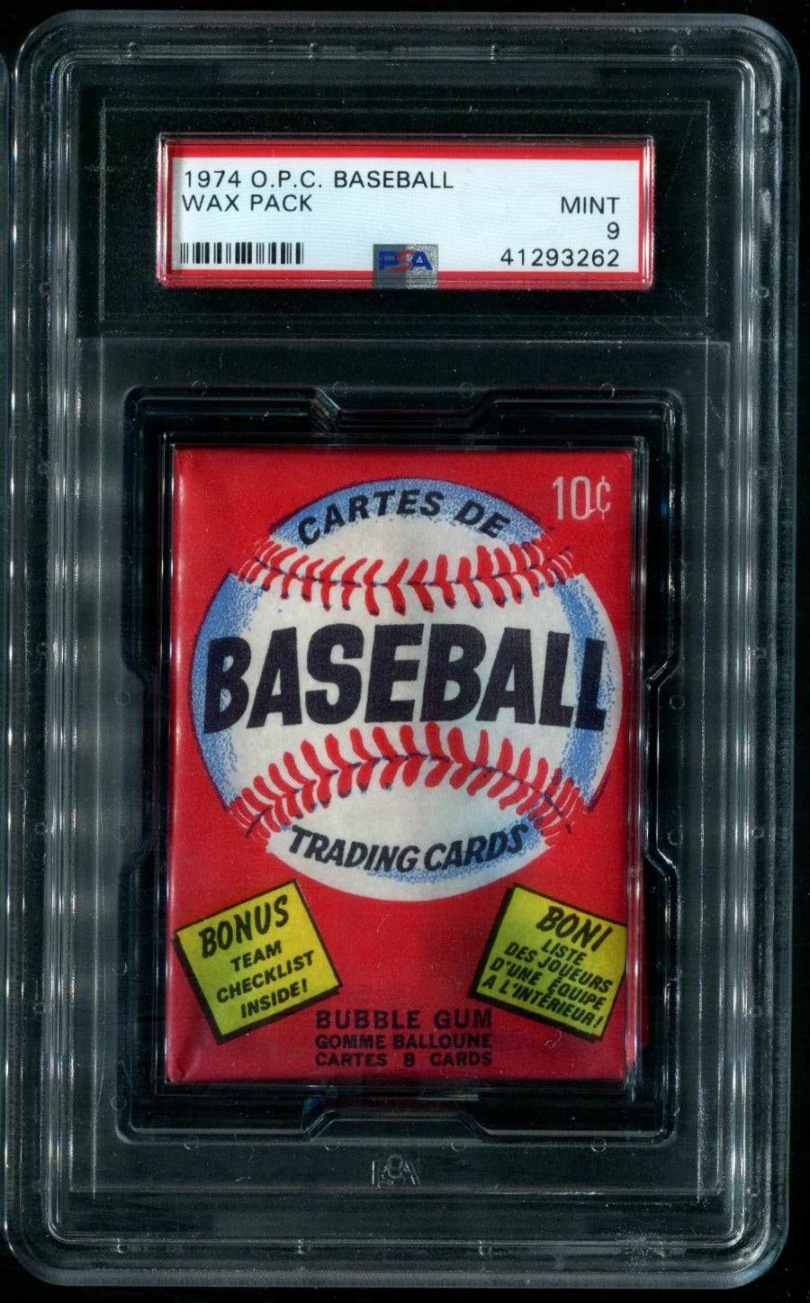 1974 OPC O-Pee-Chee Baseball Unopened Wax Pack PSA 9