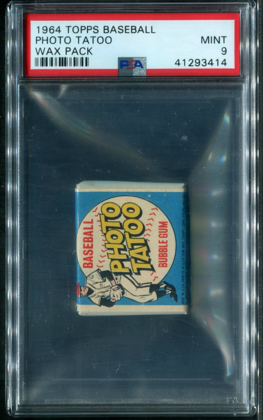 1964 Topps Baseball Photo Tattoo Unopened Pack PSA 9