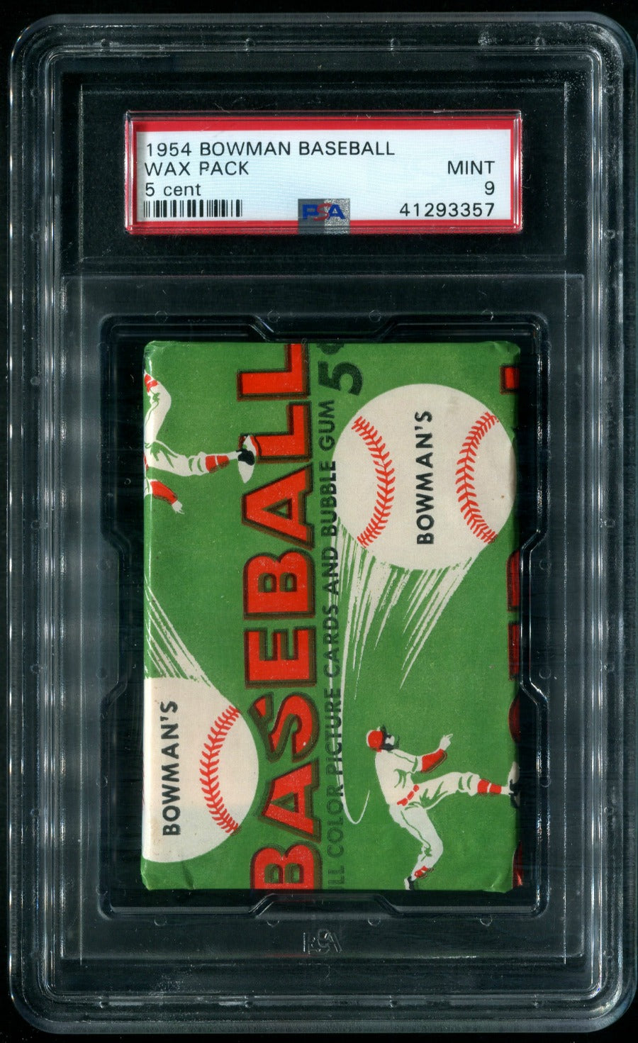 1954 Bowman Baseball Unopened 5 Cent Wax Pack PSA 9