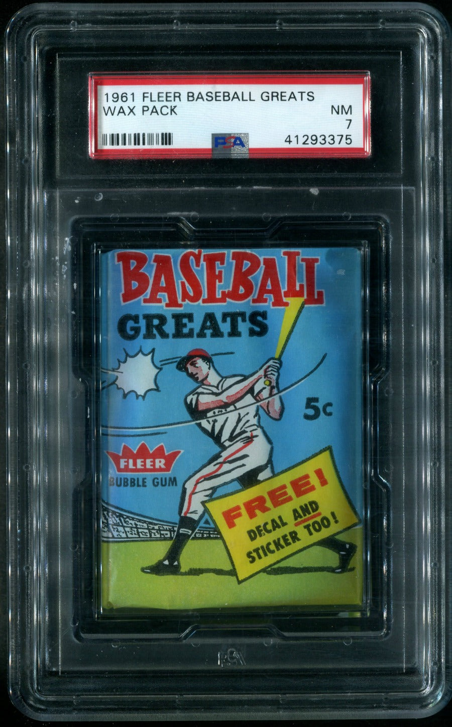 1961 Fleer Baseball Greats Unopened Wax Pack PSA 7