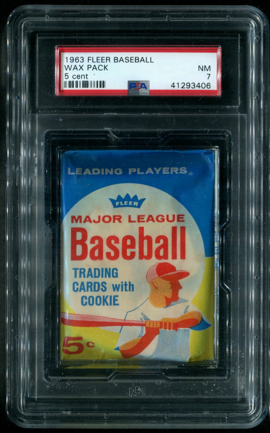 1963 Fleer Baseball Unopened 5 Cent Wax Pack PSA 7