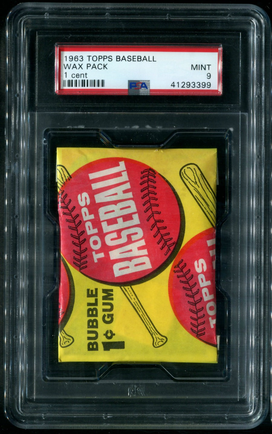 1963 Topps Baseball Unopened 1 Cent Wax Pack PSA 9