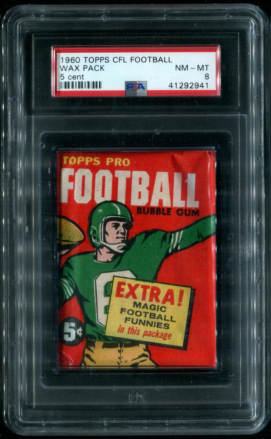 1960 Topps CFL Football Unopened 5 Cent Wax Pack PSA 8